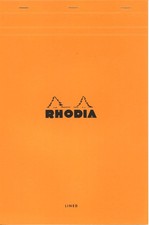 Rhodia Notepad, No19 A4 , Lined - Orange, "8 1/4"" x 12 1/2""" 19600C