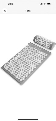 New ProsourceFit Acupressure Mat Pillow Set Grey White Pain Relief & Relaxation