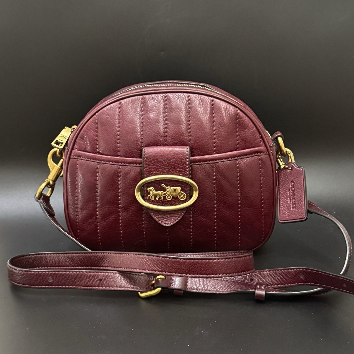 Rare COACH 88226 KAT Burgundy Quilted Leather Crossbody Bag | eBay