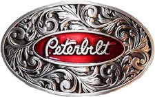 Peterbilt Truck Belt Buckle Red Silver