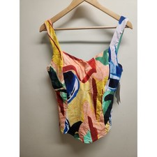 CALIA Women's X-Large Power Sculpt Swim Tankini Painterly Floral Multi