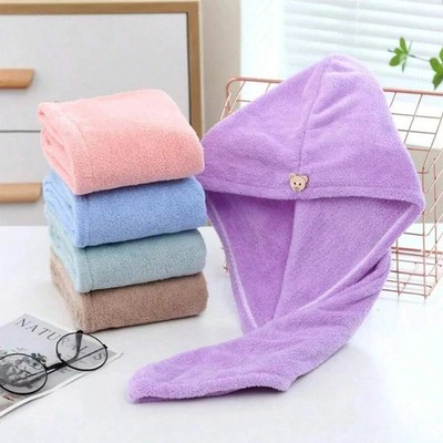 Schnelltrocknendes Haar Halstuch Turban Polyester Kopf Bad Kappe Mütze UK Drehband weich!