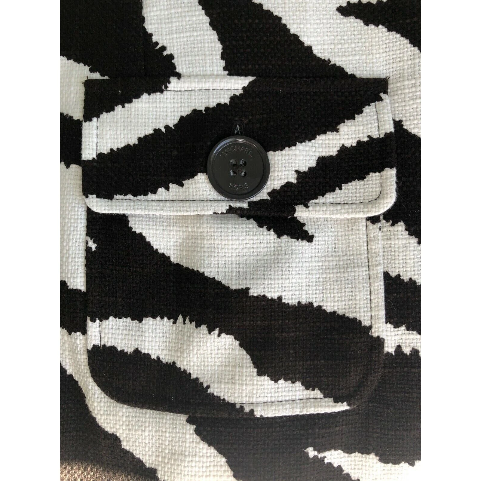Maglione abito Michael Kors tweed shift taglia 2 ecrù stampa zebrata foderato scollo a V