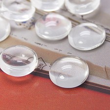 20 Glass Cabochons Round Clear Domed Flat Backs 12mm Flatbacks