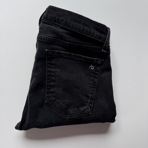 RAG & BONE Fit 1 Extra Slim Button Fly Jeans Mens 32 (31x34) Black w/ Holes - Picture 17 of 18