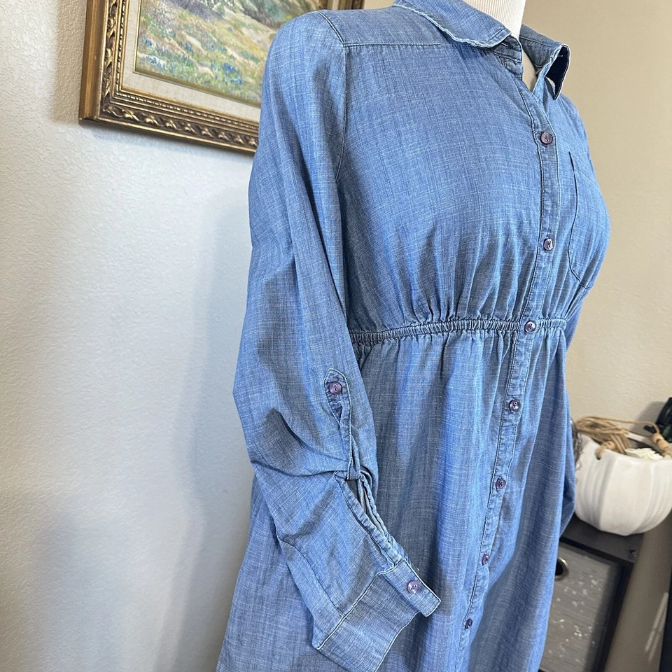Motherhood Maternity Jean Dress Blue Denim Long Sleeve With Pockets Size Small - Image 4 of 4