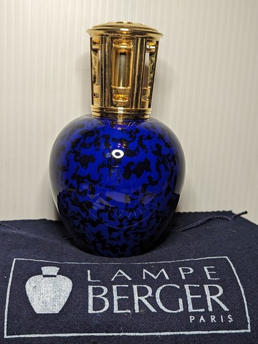 Lámpara Quemador Catalítico Lámpara Mecha Cobalto Azul Leopardo Oro Moteado Vidrio - Imagen 8 de 14
