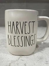 HARVEST BLESSINGS Rae Dunn Pumpkin Orange Inside Thanksgiving Halloween Mug NEW