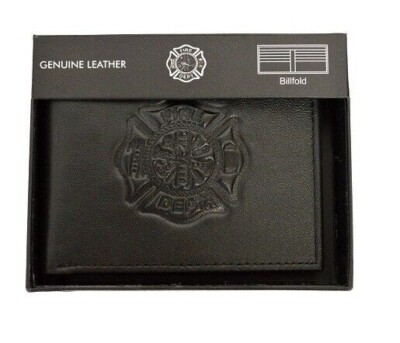 Fire Department Leather Bill-Fold RIFF Wallet Maltese Cross Firefighter ...