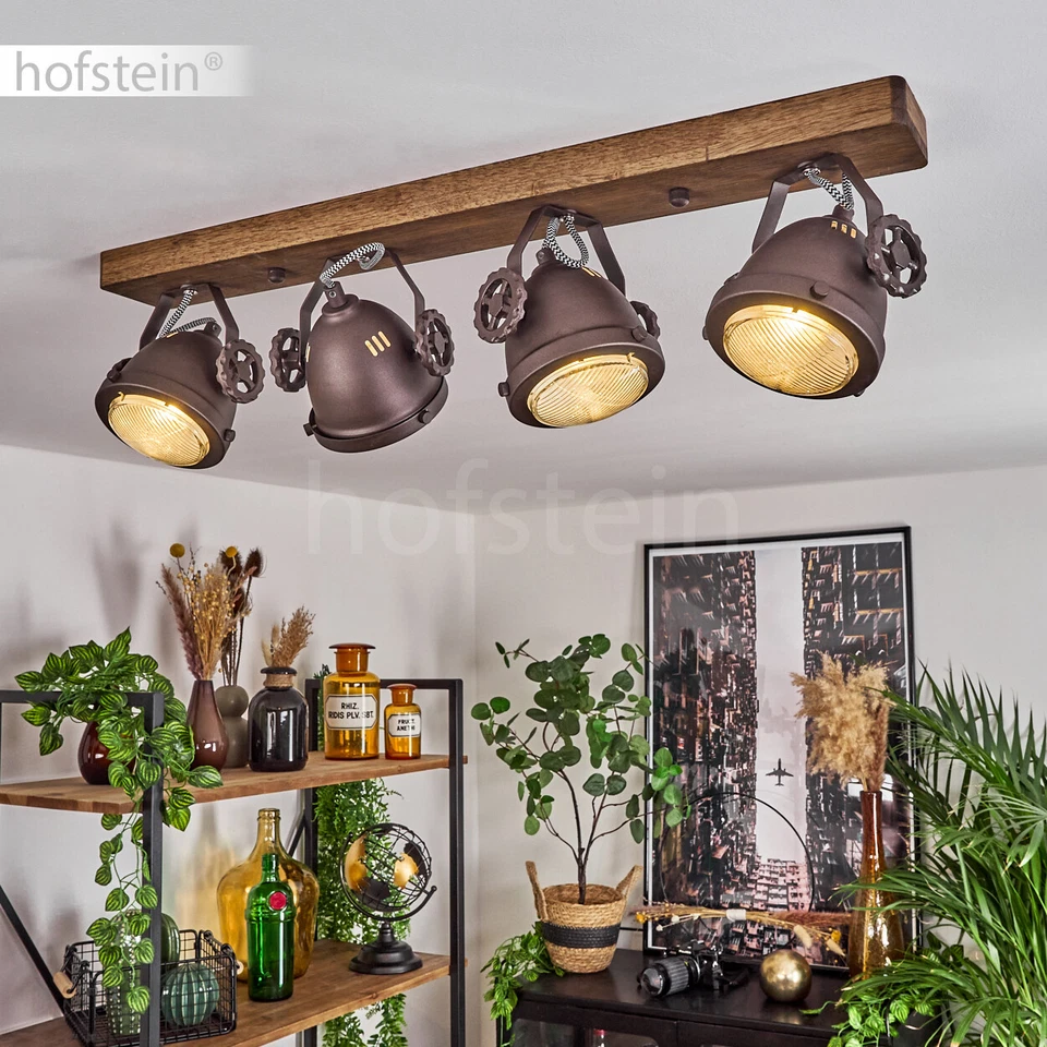 HOFSTEIN Lampada legno/marrone soggiorno camera da letto vintage soffitto lampada corridoio faretto girevole