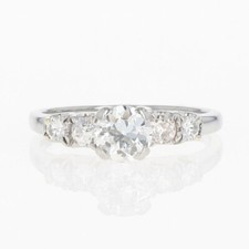 .79ctw Diamond Solitaire with Accents Engagement Ring 18k White Gold Size 5.25