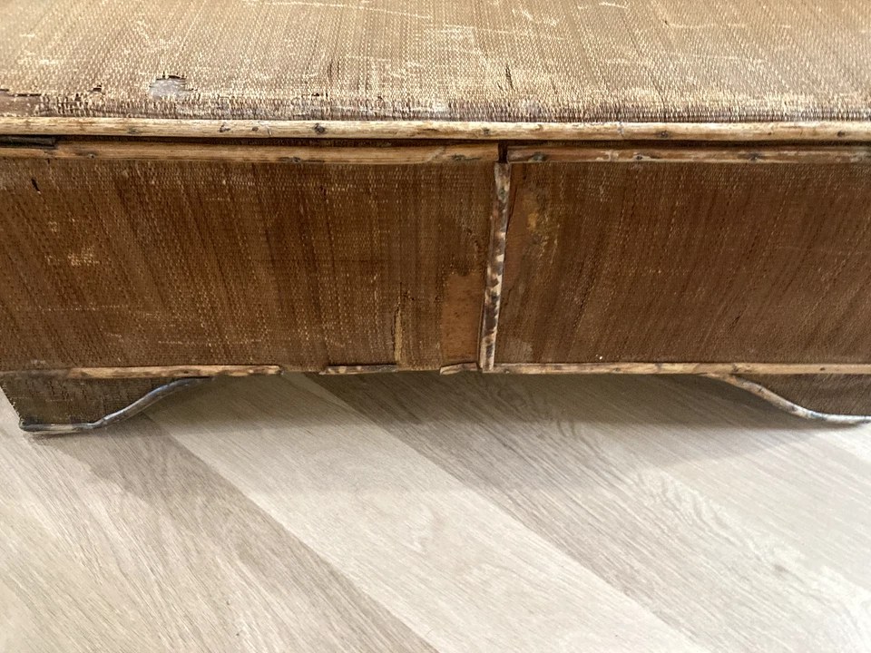 Baúl vintage de madera de sisal y teca Foto 2 de 4