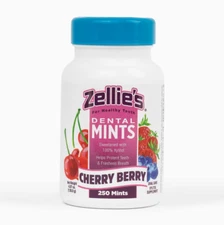 Zellie's 100%Xylitol Sugar Free Cherry Berry Breath Mints Non-GMO Vegan/250Count