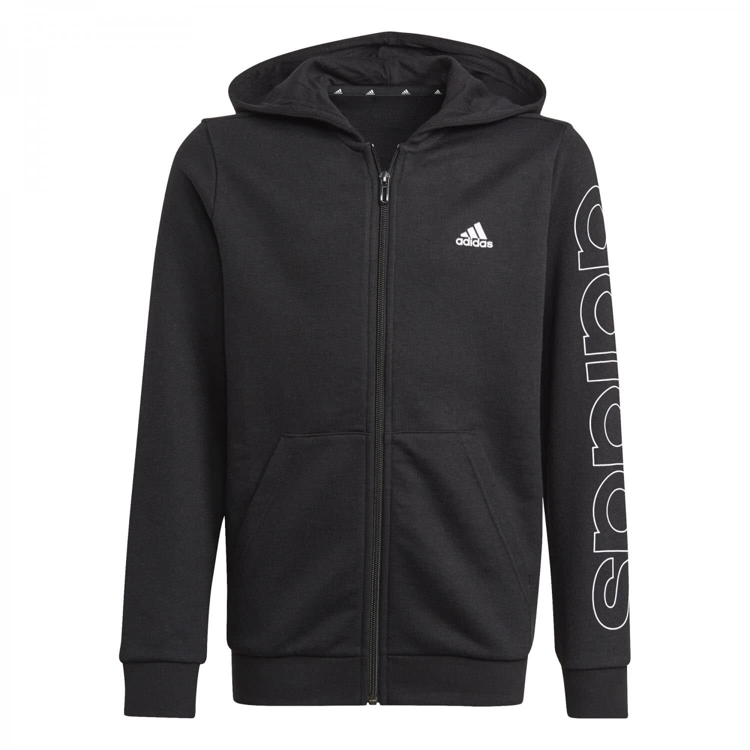 adidas Boy's B Lin Fz Hd Sweatshirt 140 Noir/Blanc
