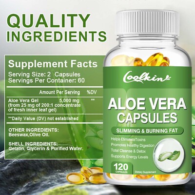 Aloe Vera 5,000mg - Weight Loss, Fat Burning, Detox Cleaning, Digestive  Support | eBay