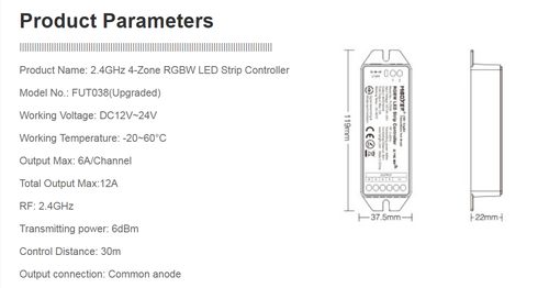 Neu Mi-Boxer FUT037/38 Smart RGB/RGBW LED Streifen 12 V ~ 24 V 12 ARemote App Sprachausgabe - Bild 19 von 19