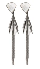 CLIP ON EARRINGS - silver with shell and linked strands - Darby by Bello London