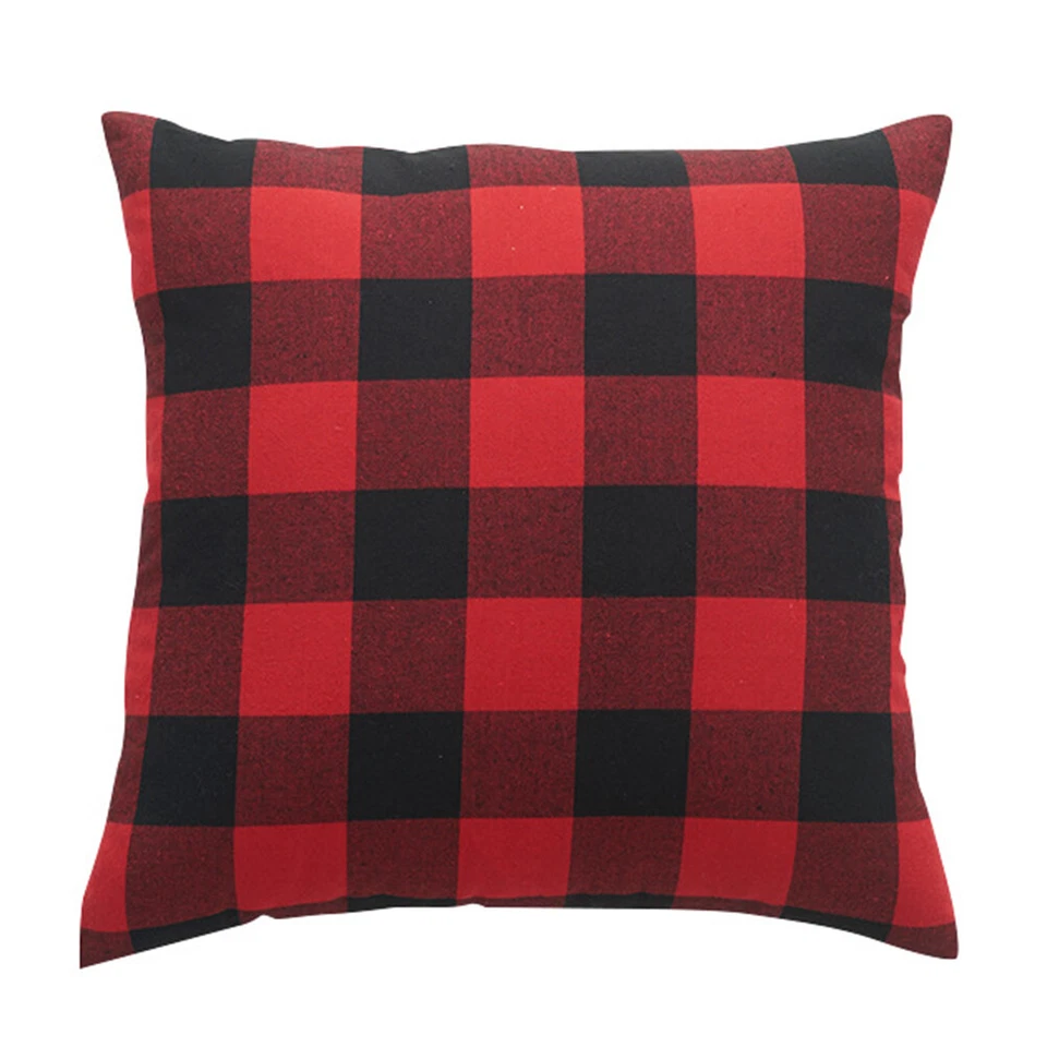 Tartan Check Cotton Linen Plaid Cushion Cover Throw Pillows Case 45x45cm PR - Image 2 of 4