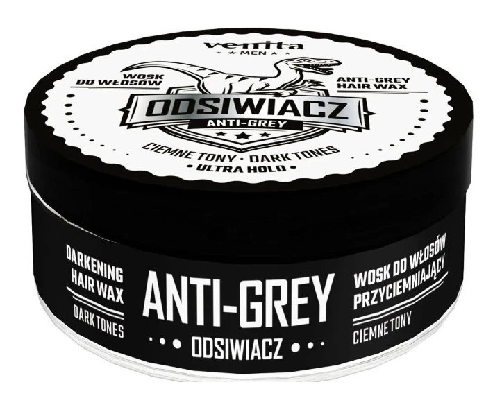 VENITA MEN DARKENING AND STYLING HAIR WAX ANITI-GREY DARK TONES ultra hold 75g