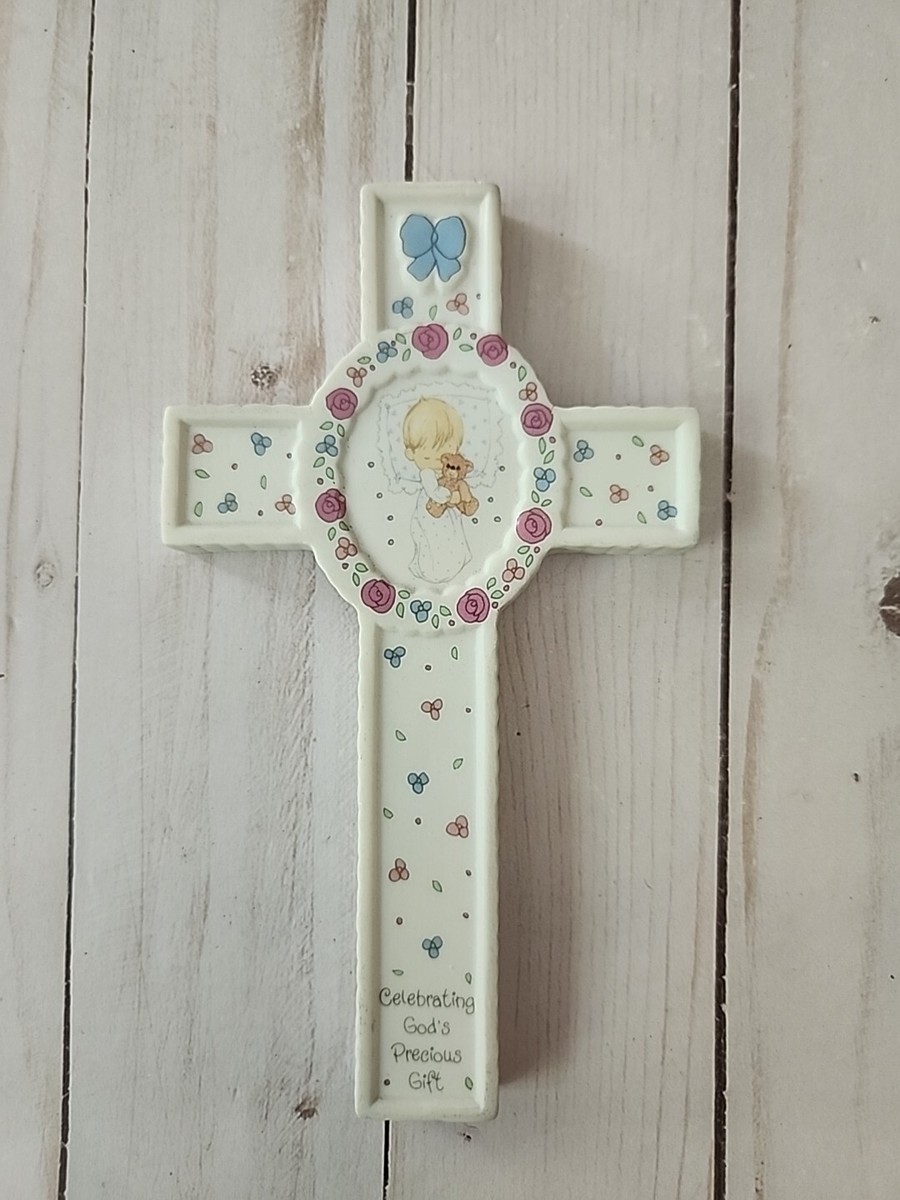 Precious Moments Baptism Gift Box With Rosary For Baby Girl - Pink Resin Keepsake, Personalizable