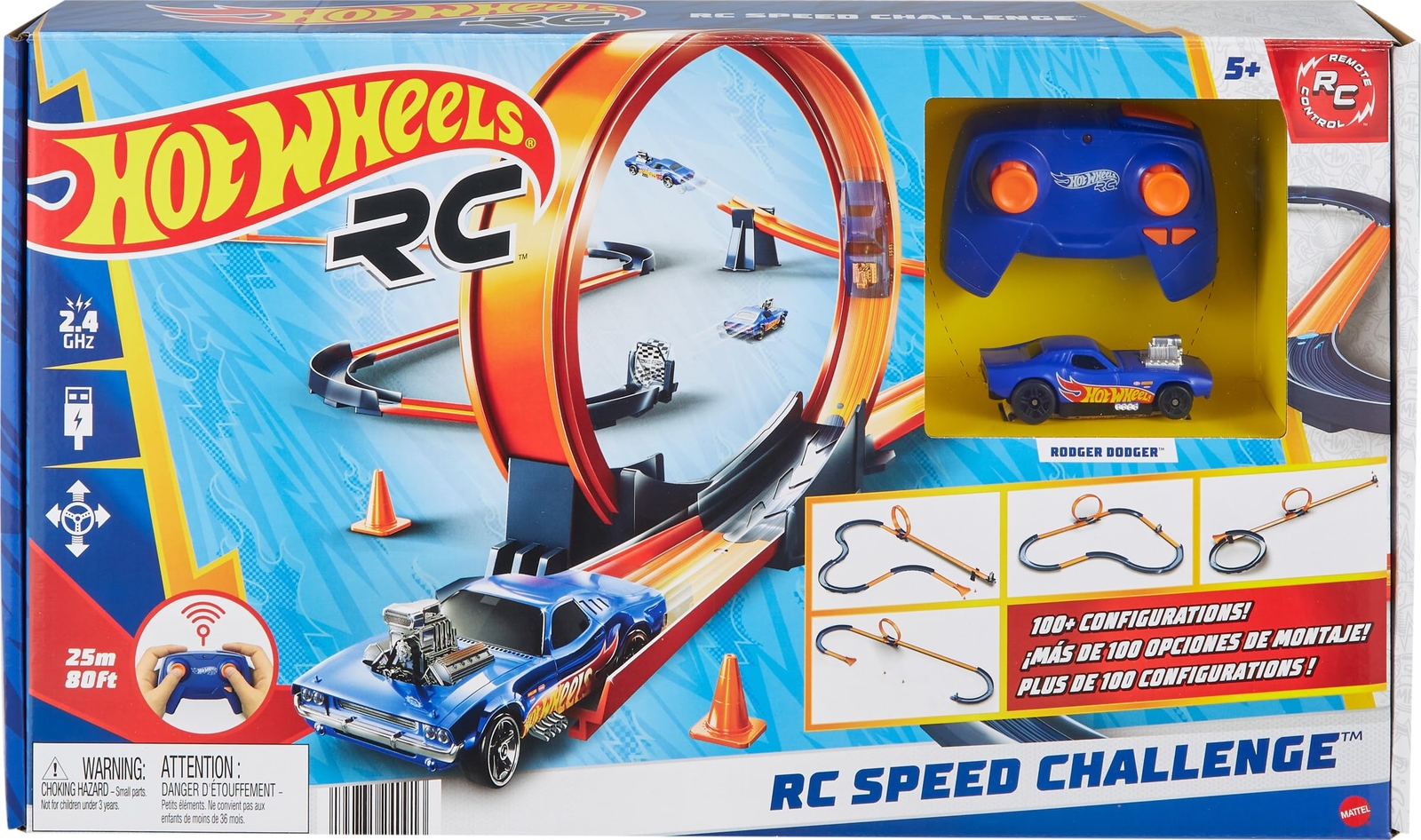 Hot Wheels RC Speed Challenge Track Set with 30 Pieces and R