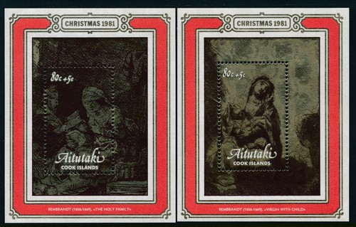 1981 AITUTAKI CHRISTMAS WITH SURCHARGES SET OF 4 MINI SHEETS FINE MINT MNH - Picture 3 of 3