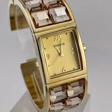 Chicos Womens Watch 22mm Case Bangle Gem Set Band Quartz Analog Three Hands