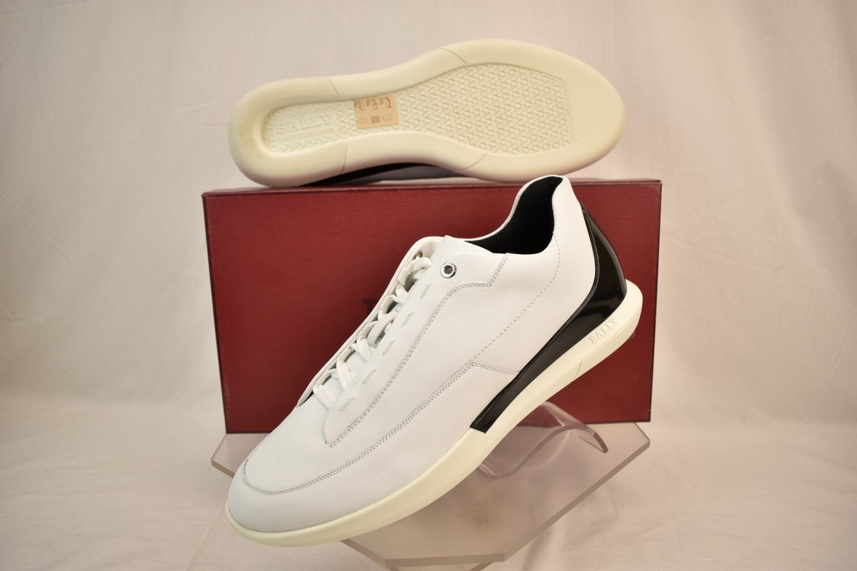 Bally Avier White Leather Logo Black Back Low SNEAKERS 12 US