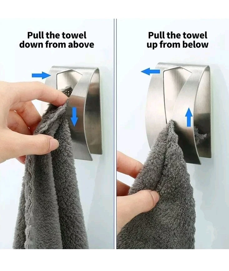 4er Handtuchhaken ohne Bohren Handtuchhalter Klebehaken Edelstahl Selbstklebend - Bild 3 von 4
