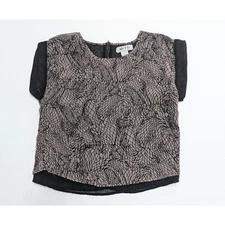 MYTH NYC Two Tone Cropped Double Layer Short Sleeve Top Size S