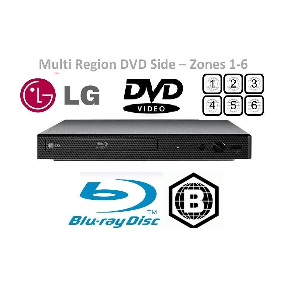 LG BP250 Bluray Player, DVD MULTI REGION Free 16, BluRay Region B