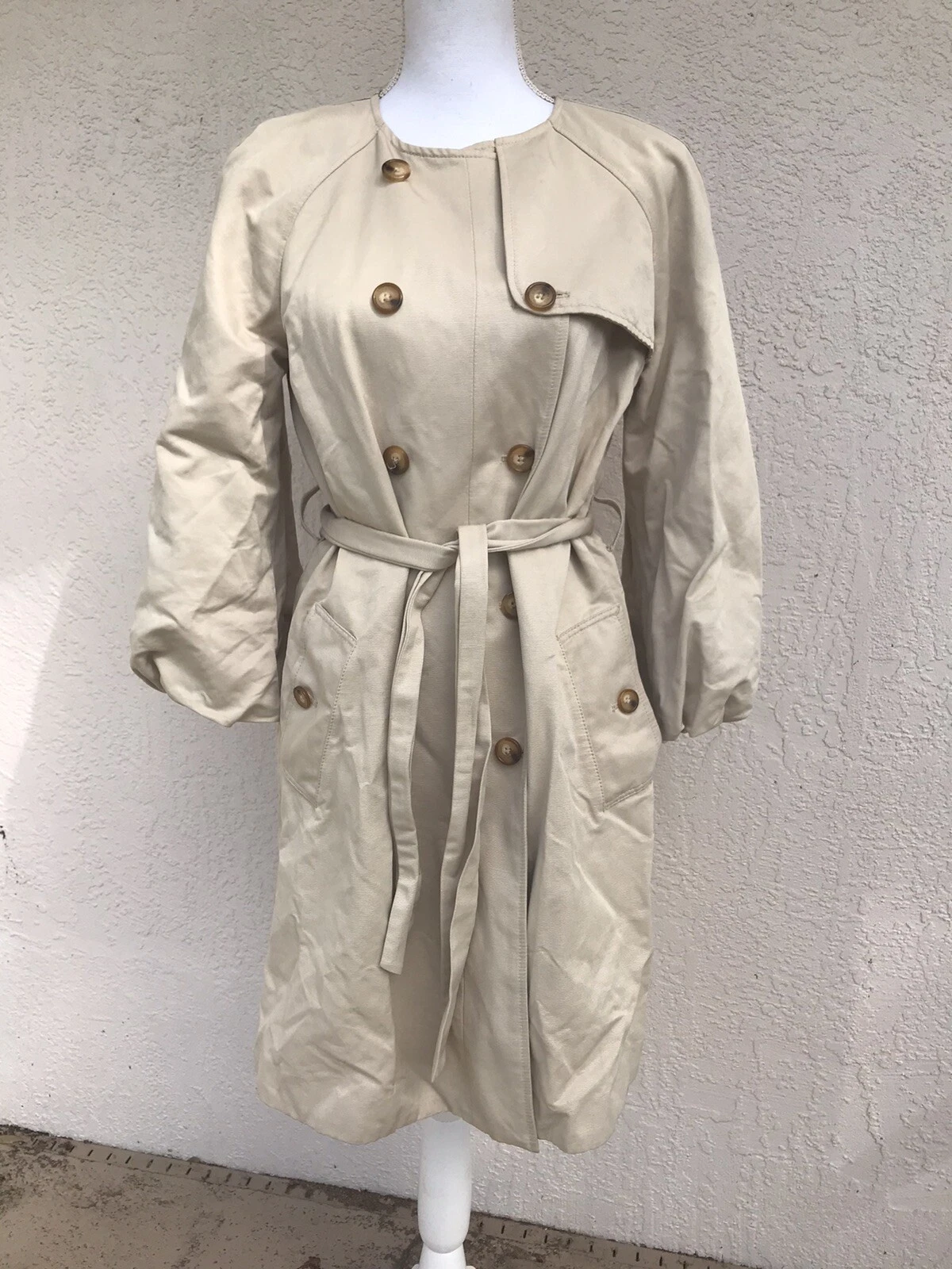 Trench cappotto donna Michael Kors kaki manica lunga misto cotone con cintura taglia M