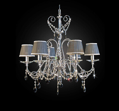 Moderner Kronleuchter Kristall Schwarz Design Herg 6 Lichter Bga 1685-6