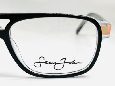 New SEAN JOHN SJO 5145E 001 Black on Clear Eyeglasses 56/17  display picture 1