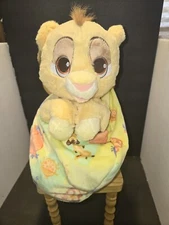 Disney Parks Babies Simba Lion Cub In Carry Pouch 10" So Soft Adorable VGC