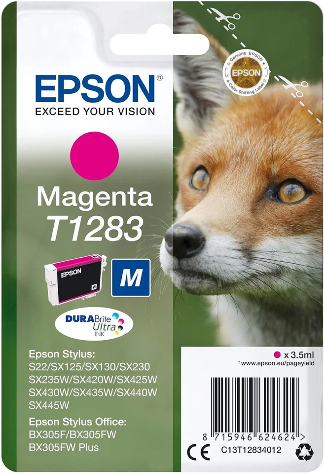 Epson T1283 cartouche d'encre Magenta authentique C13T12834012 (TVA incluse) - Photo 1/1