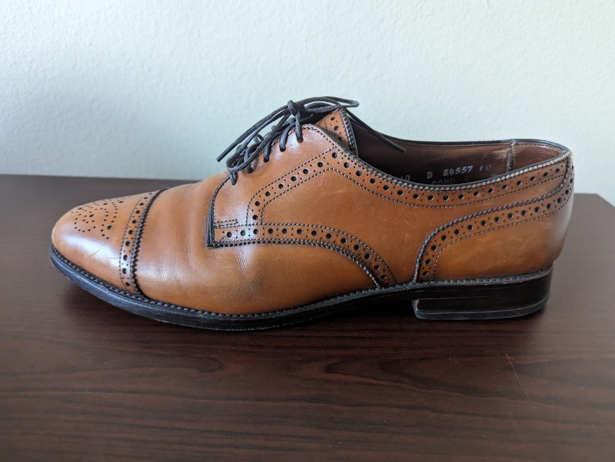 Allen Edmonds Sanford Mens 10 D Tan Brown Leather Brogue Cap Toe Derby Shoes USA Park Avenue Cap-toe Derby Dress Shoe | Men main image 3