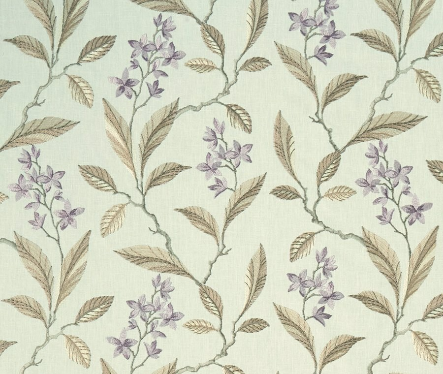 CLARKE & CLARKE CURTAIN FABRIC DESIGN Melrose 1 METRES HEATHER EMBROIDERED
