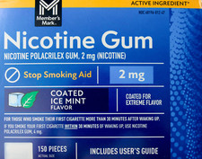 Member's Mark 2mg Gum Ice Mint Nicotine Stop Smoking Aid, 150 Pieces