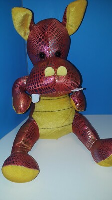 10'' Sitting Dragon Metallic Red & Yellow Plush Toy Stuffed Animal Fun & Fun Toy