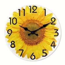 12 inch Large Yellow sunflower wall clock，silent wall clock battery operated