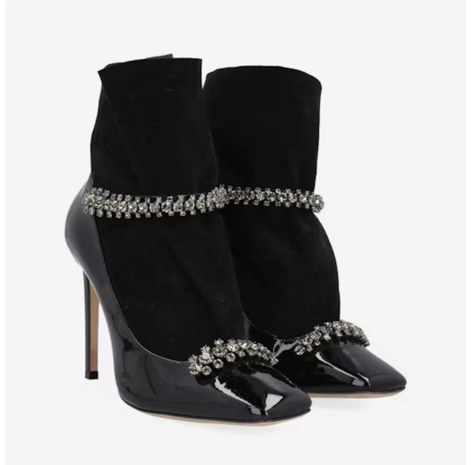 Botines Jimmy Choo Maruxa 100 charol gamuza estrás 38,5 Foto 2 de 4