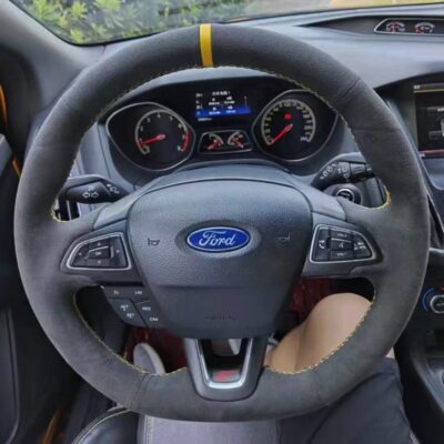 Custom Car Steering Wheel Cover Suede For Ford Focus (RS | ST | ST-Line)  Kuga 