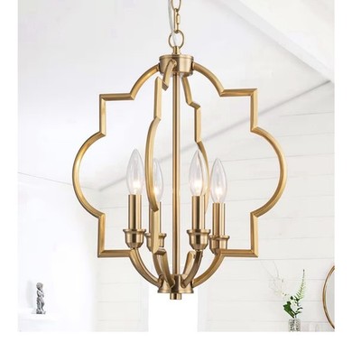 NEW ACANER 4-Light Farmhouse Gold Chandelier 15.6  Geometric Light   $100 Retail