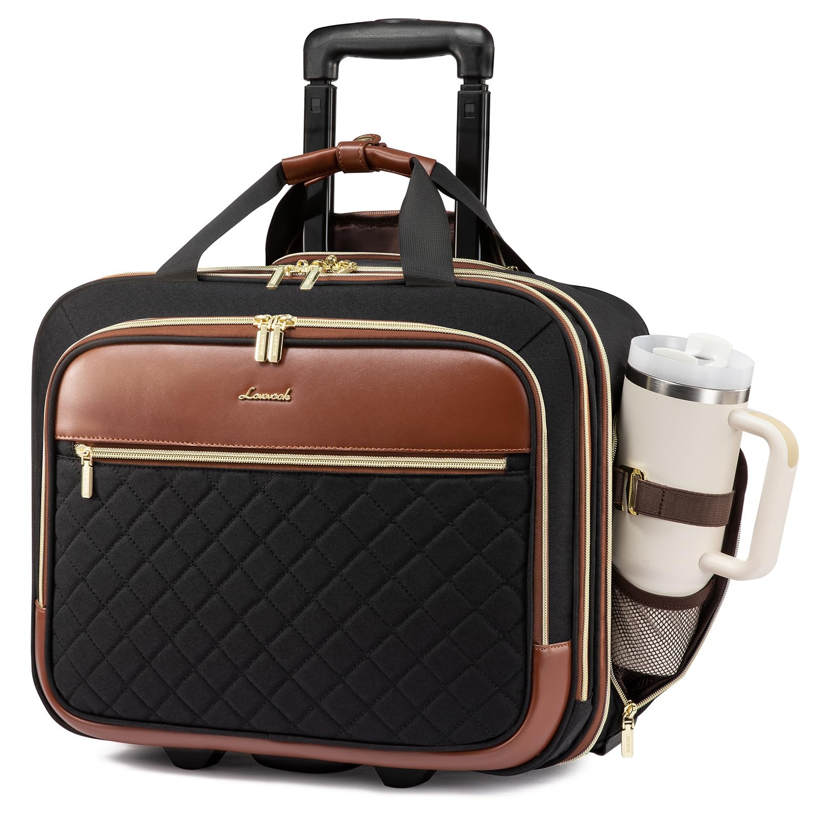 Rolling Laptop Bag Women, 17.3 Inch Laptop Briefcase with Wheels, Soft Sided ...