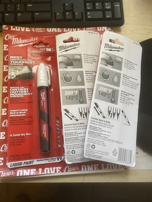 NEW Milwaukee INKZALL White Liquid Paint Marker 48-22-3712  3 PER LOT