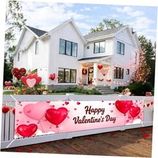 Valentines Day Banner 79x18 Inches Happy Valentines Day Heart Balloon