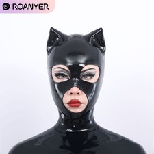 Roanyer Black Glossy Midnight Cat Silicone Mask for Mtf Halloween Party Cosplay
