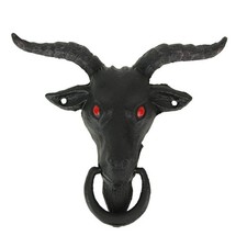 Scratch & Dent Black Enamel Cast Iron Baphomet Goat Head Decorative Doorknocker