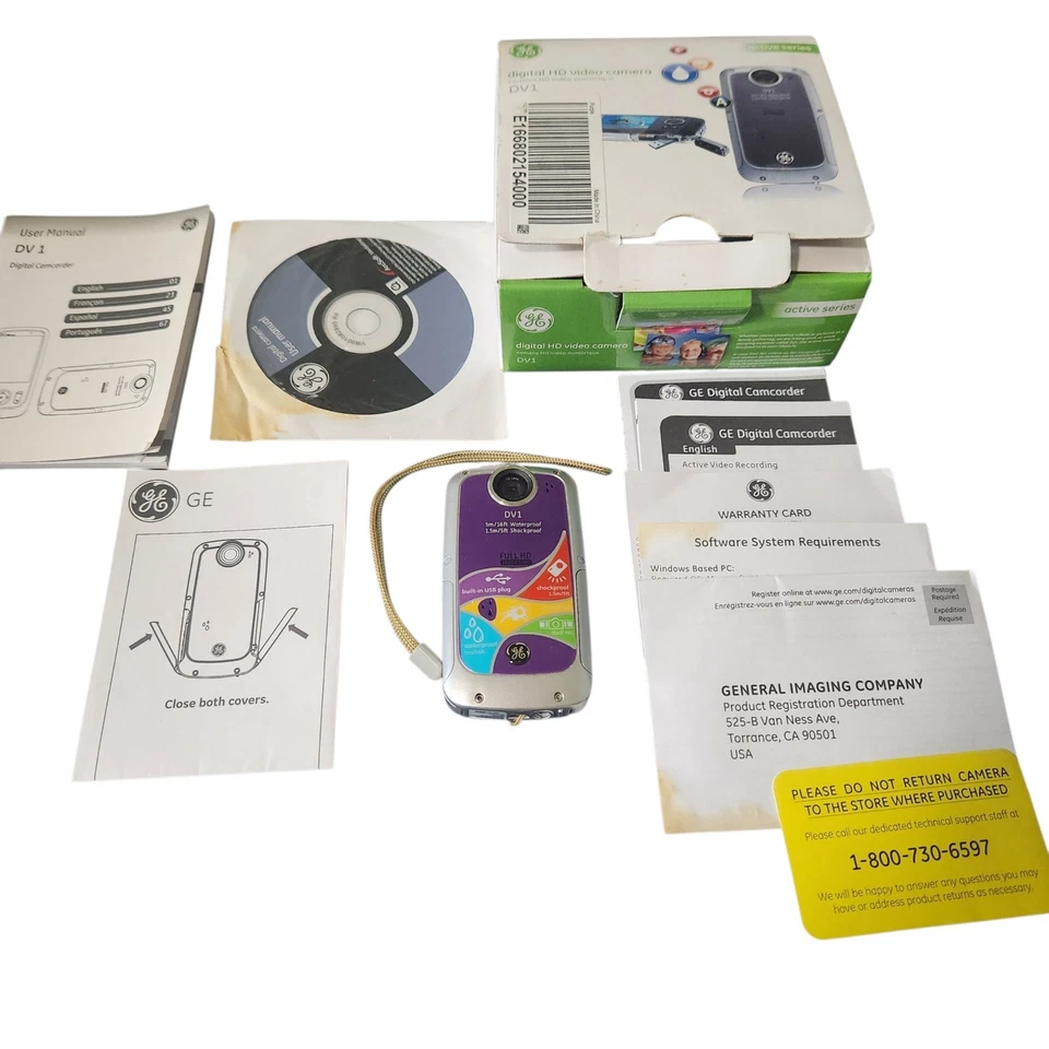 Cámara Videocámara Digital Impermeable GE DV1 Alta Definición 1080p Foto 2 de 4